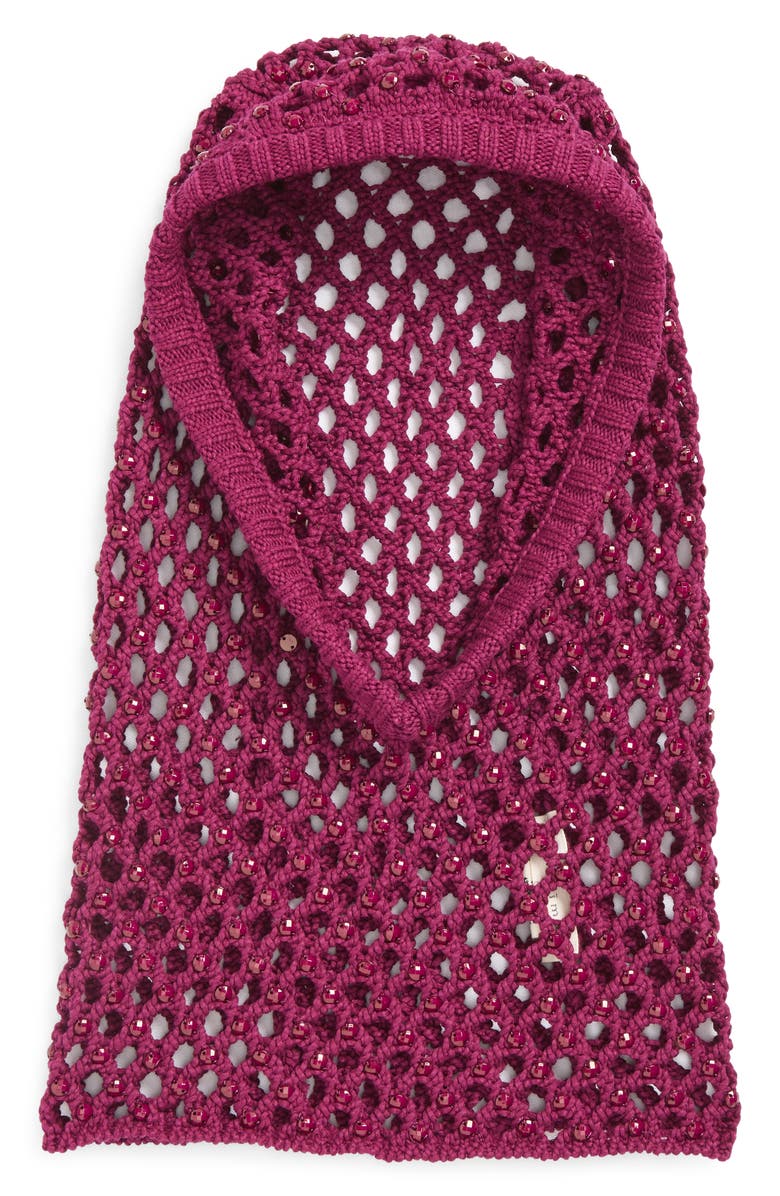 Diotima Molynes Beaded Cotton Blend Mesh Stitch Hood, Main, color, Orchid