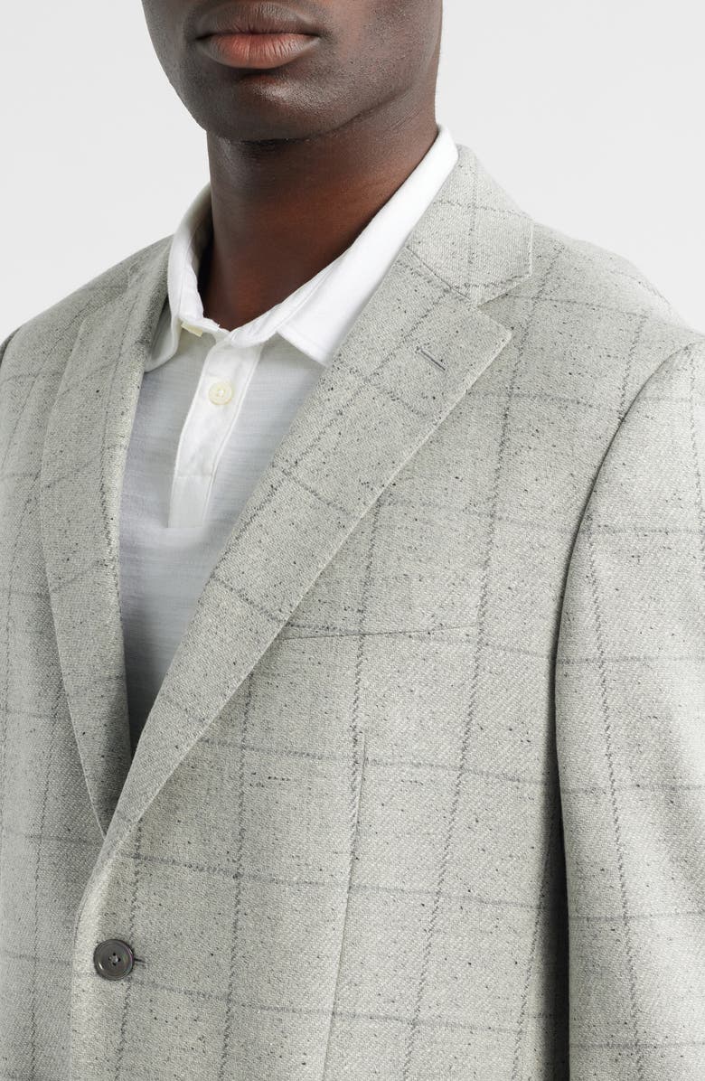 BOSS Hutson Slim Fit Windowpane Wool Blend Sport Coat, Alternate, color, Open Grey