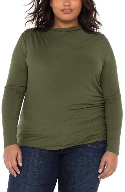 Liverpool Los Angeles Long Sleeve Ruched Jersey Top In Green