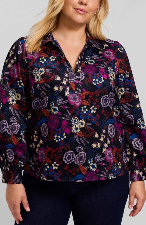 Alix Floral Puff Sleeve Cotton Sateen Top