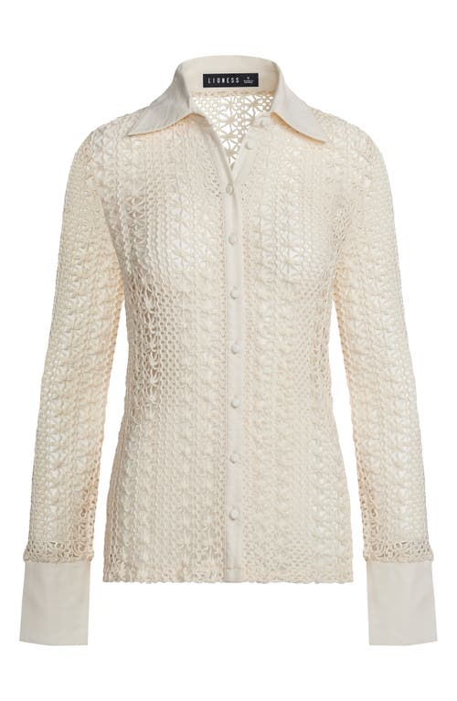 Lioness Unveiling Floral Lace Button-up Shirt In Cream