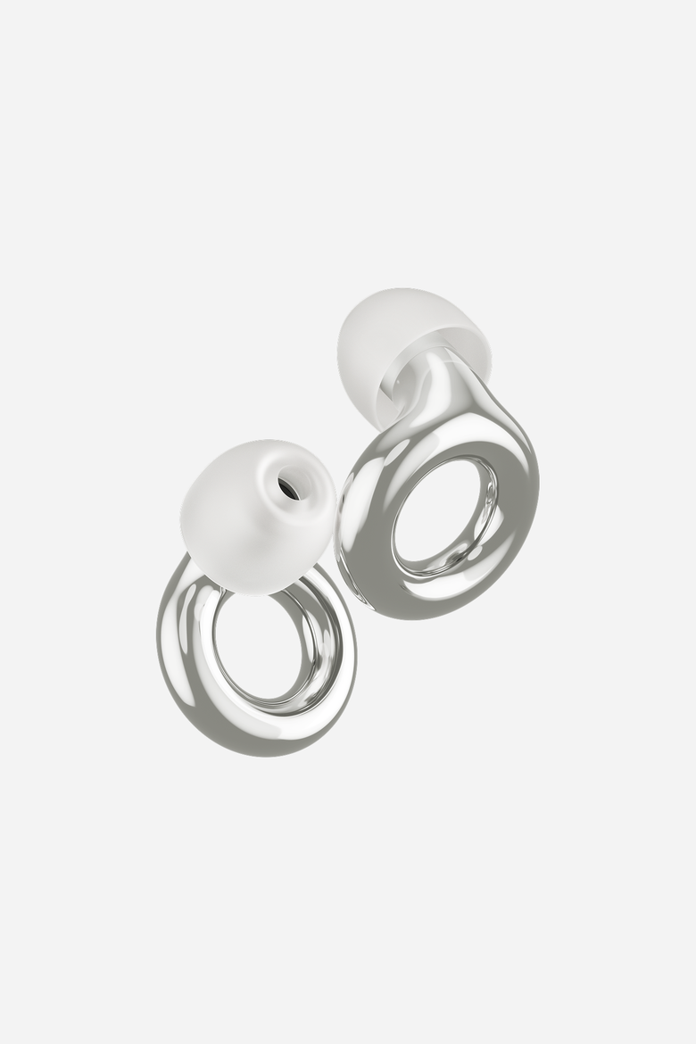 Experience 2 Earplugs Stylish Hearing Protection for Concerts & Festivals, Main, color, Silver