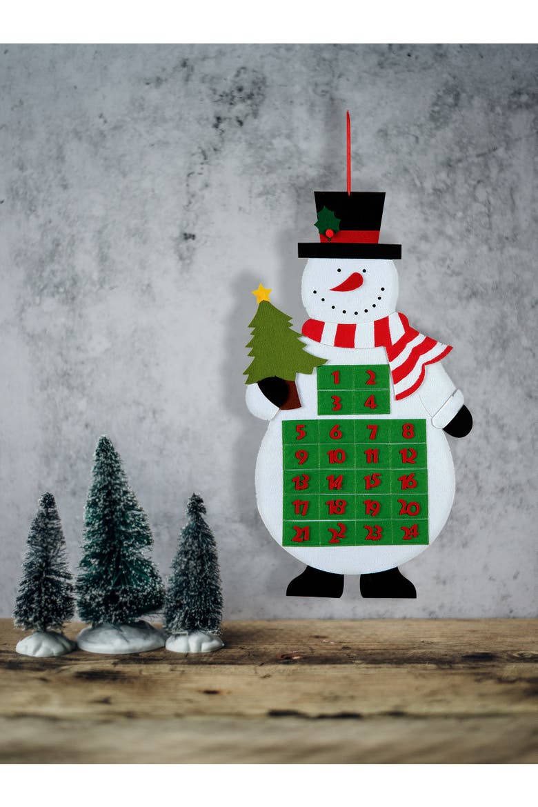 Snowman with Tree Christmas Countdown Calendar, Alternate, color, White