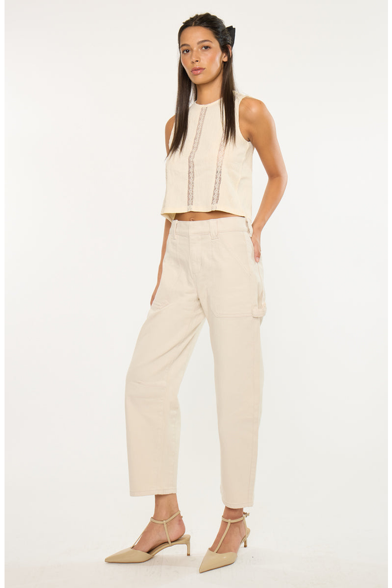 Serene Low Slung Barrel Jeans, Alternate, color, Ecru