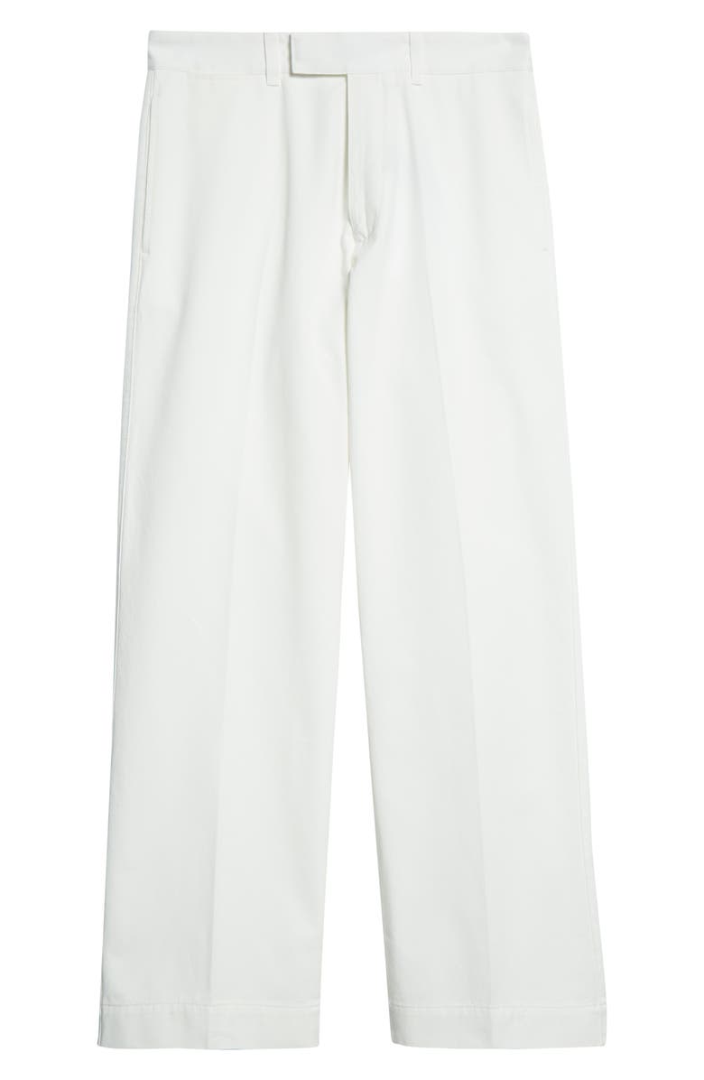 TOM FORD Compact Cotton Drill Wide Leg Pants, Alternate, color, Off White