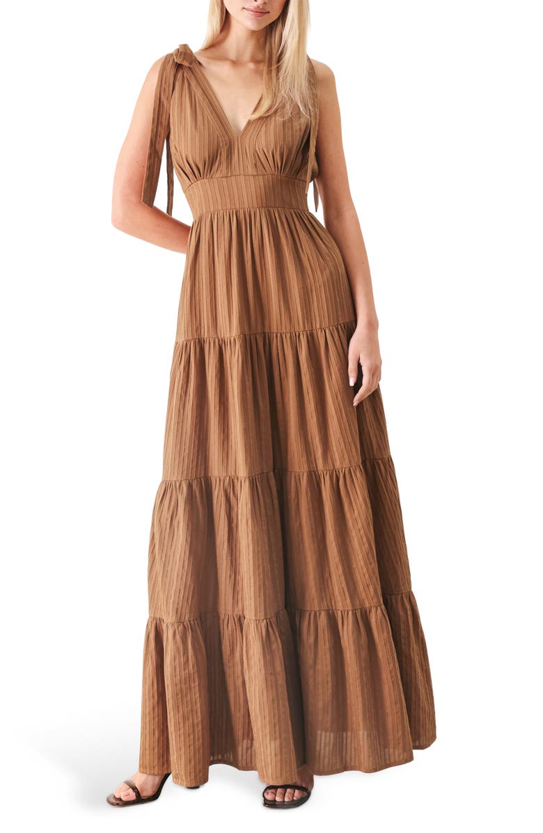 FREEMARKET Textured Stripe Maxi Dress, Main, color, Brown
