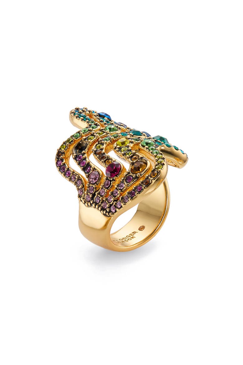 Rainbow Wave Cocktail Ring, Main, color, MULTI