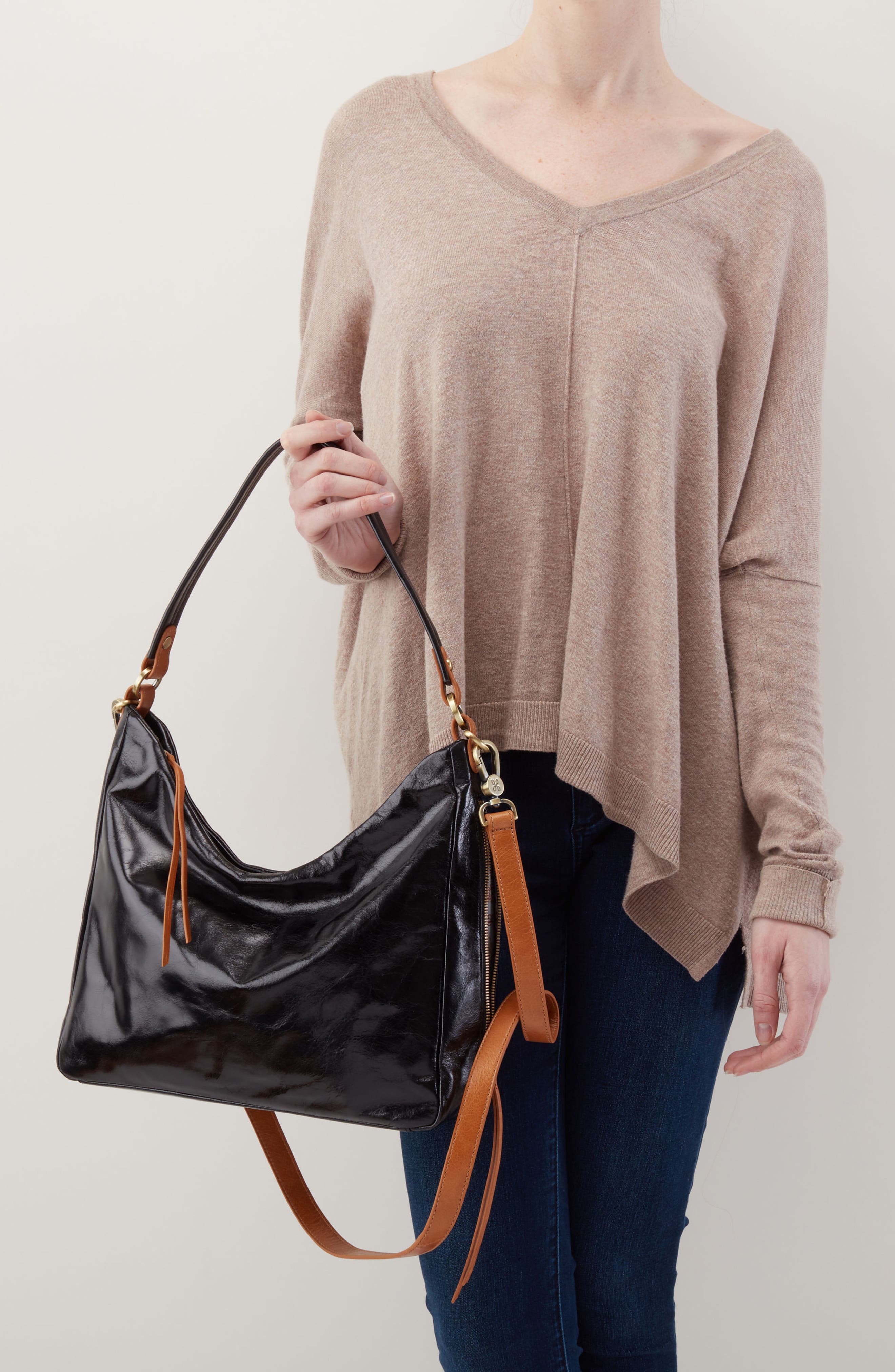 Delilah Convertible Hobo Bag, Alternate, color, BLACK