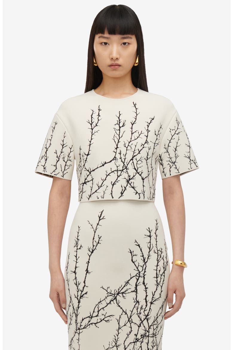 Thorn Jacquard Crop Top, Alternate, color, IVORY/ BLACK