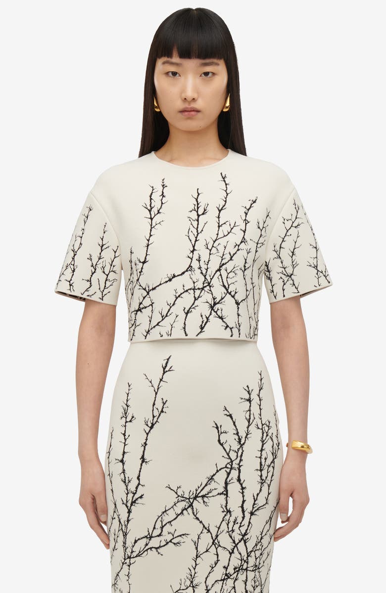 McQueen Thorn Jacquard Crop Top, Alternate, color,