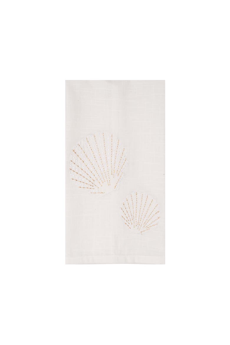 Gold Coast Scallop Shells 100% Cotton Handtowel, Main, color, White