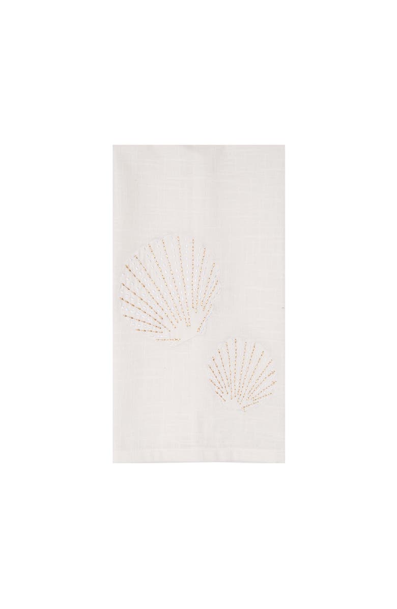 C&F Home Gold Coast Scallop Shells 100% Cotton Handtowel, Main, color, White