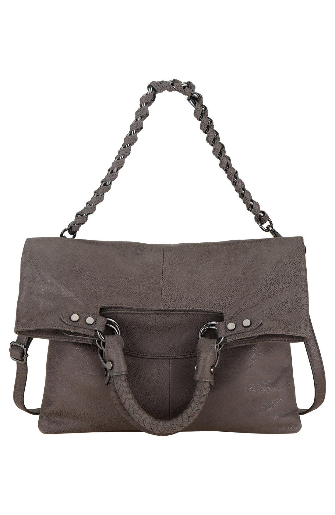 'Iara' 4-in-1 Leather Foldover Tote, Alternate, color, SMOKE