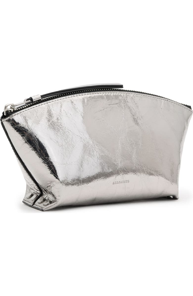 AllSaints Anais Stud Metallic Leather Clutch, Alternate, color,