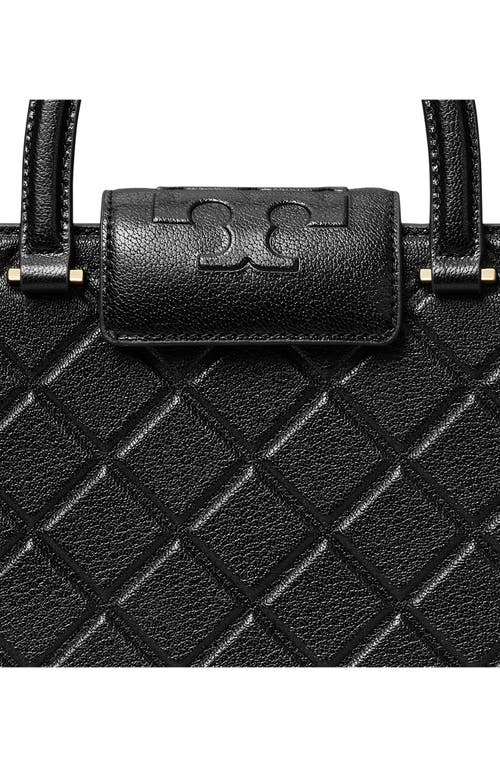 Tory Burch Fleming Top Handle Leather Satchel In Black