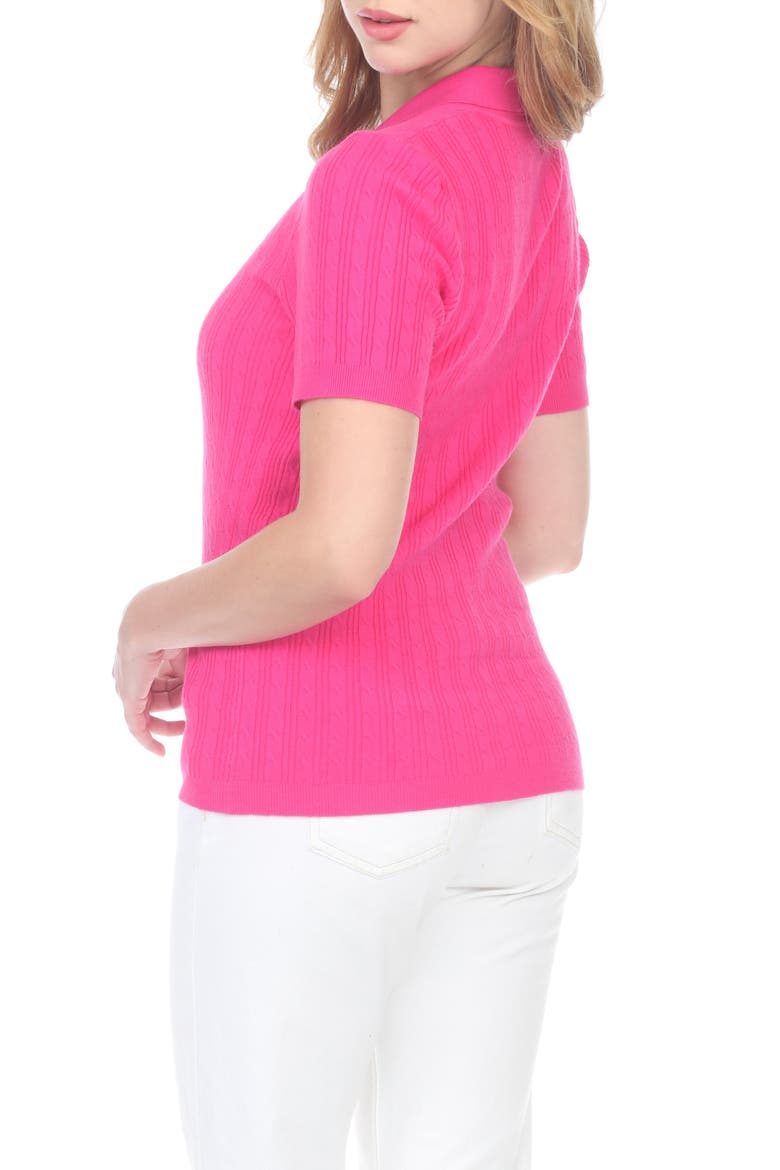 Cable Knit Polo, Alternate, color, FUCHSIA