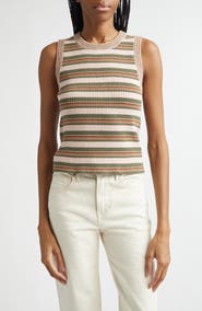 Veronica Beard Jerrell Stripe Stretch Cotton Rib Tank Top