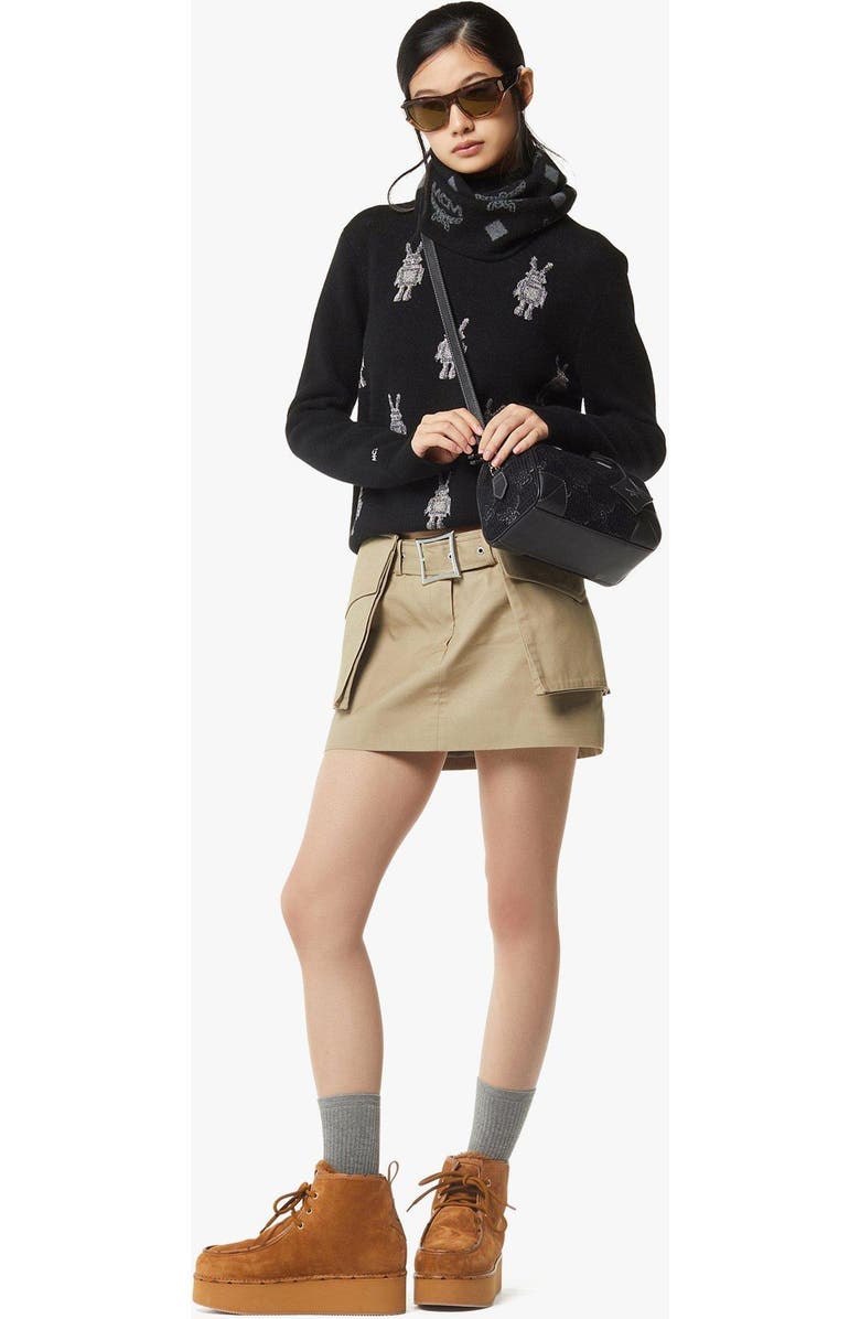 MCM Small Ella Boston Bag in Lauretos Lurex Jacquard, Alternate, color, Black