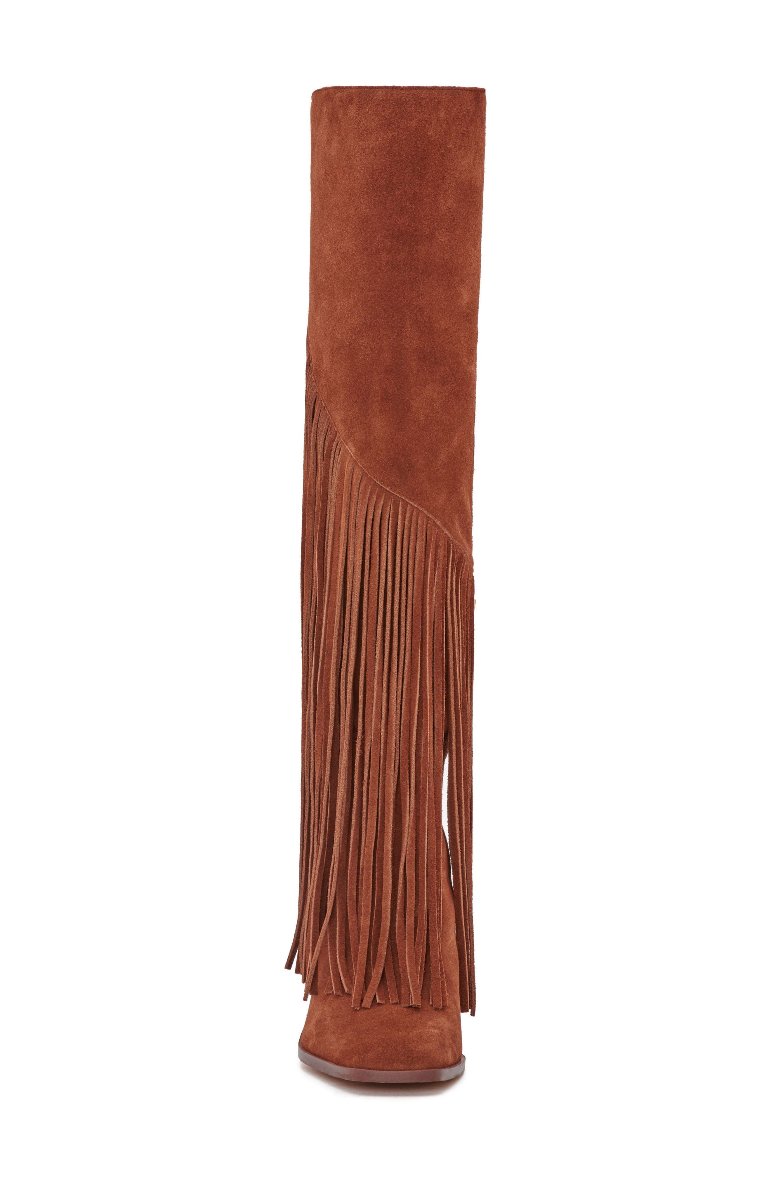 Asire Fringe Knee High Boot, Alternate, color, NUT