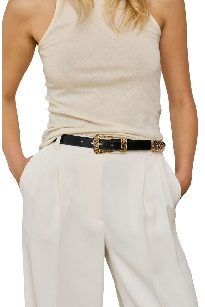 No. 15 Leather Belt, Alternate, color, BLACK/ GOLD