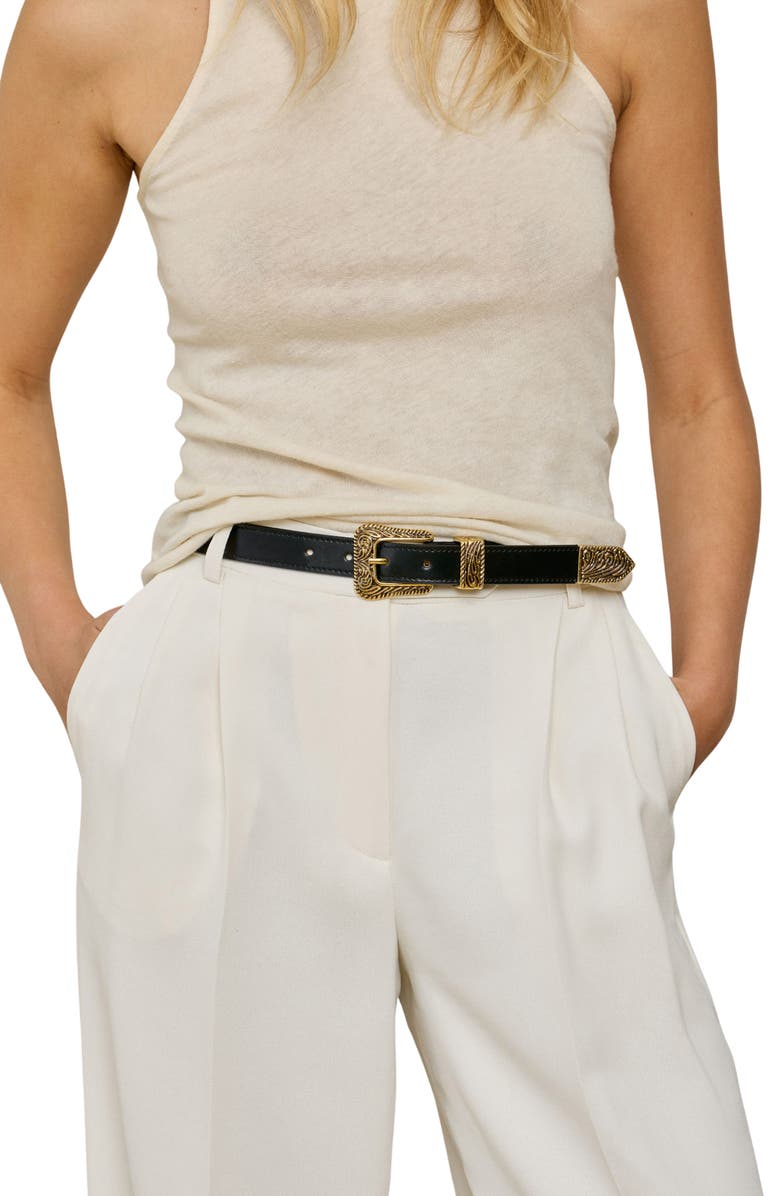 AUREUM No. 15 Leather Belt, Alternate, color, Black/ Gold