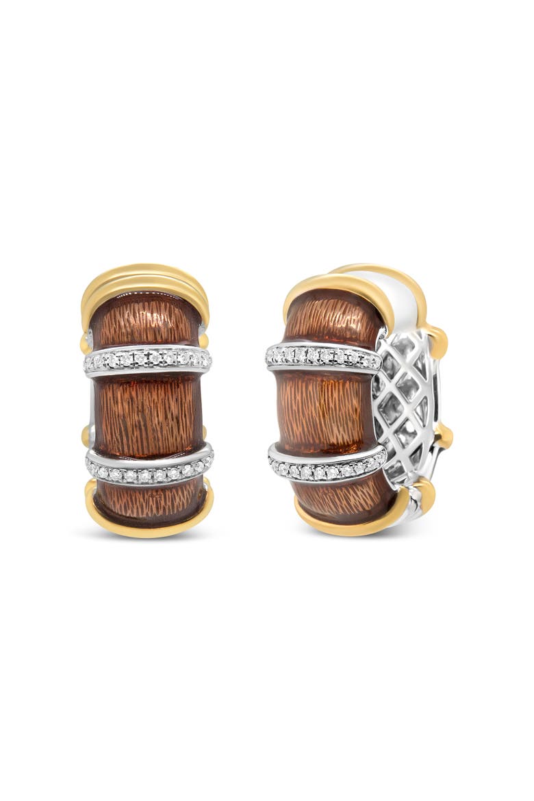 18K Gold Over Silver 9/10 Cttw Diamonds Huggie Hoop Earrings, Alternate, color, Yellow