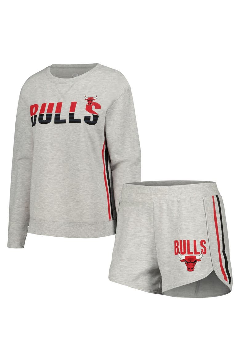 Women's Concepts Sport Gray Chicago Bulls Cedar Long Sleeve T-Shirt & Shorts Sleep Set, Main, color, Gray