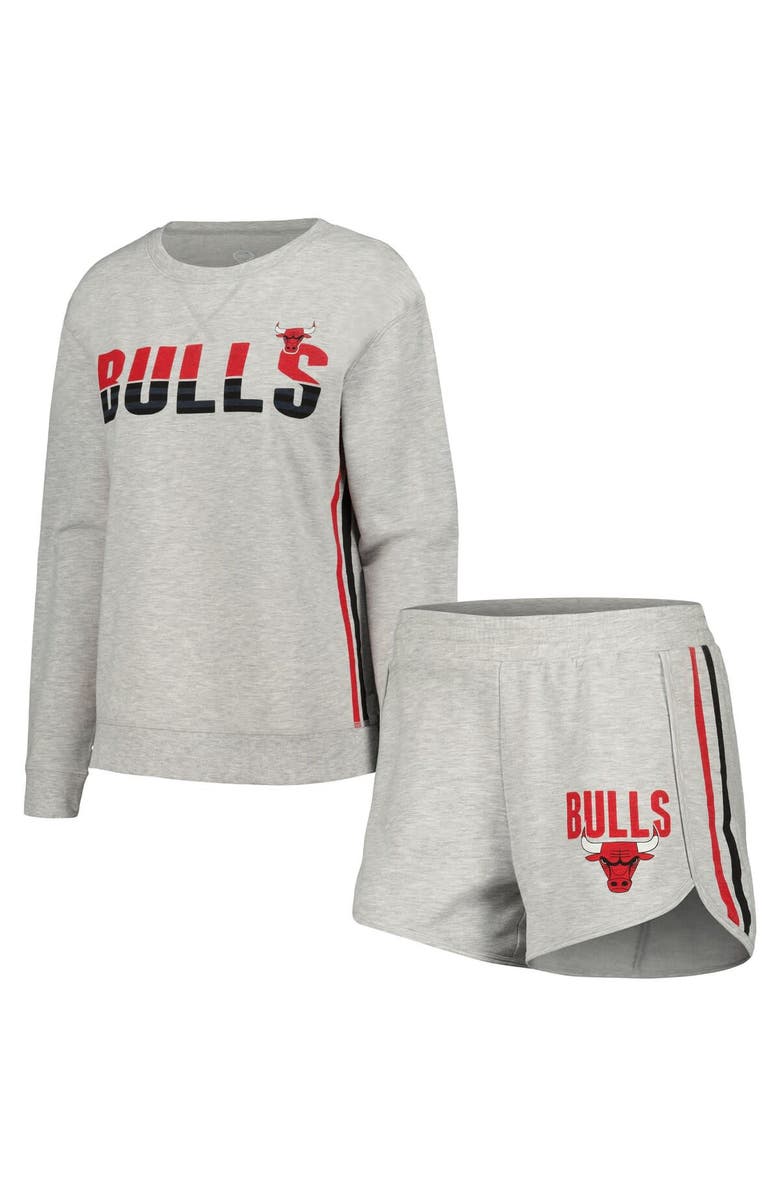 CONCEPTS SPORT Women's Concepts Sport Gray Chicago Bulls Cedar Long Sleeve T-Shirt & Shorts Sleep Set, Main, color, Gray