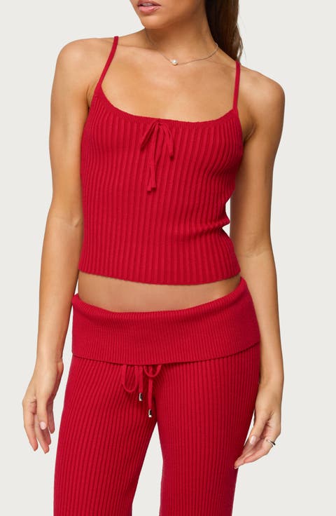 Adannah Tie Neck Rib Tank