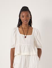 Hush Alva Puff Sleeve Linen Beach Top