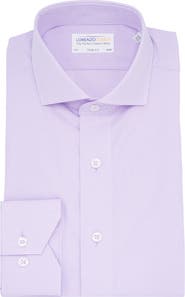 Lorenzo Uomo Trim Fit Micro Gingham Cotton Oxford Dress Shirt