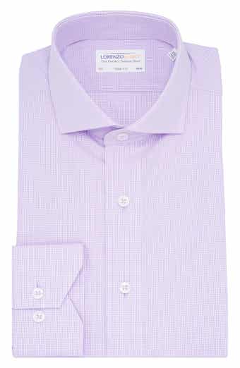Lorenzo Uomo Trim Fit Micro Gingham Cotton Oxford Dress Shirt