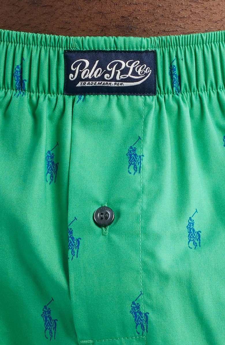 Polo Ralph Lauren Polo Player Logo Print Woven Cotton Boxers, Alternate, color, Green
