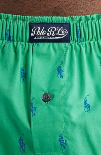 Polo Player Logo Print Woven Cotton Boxers