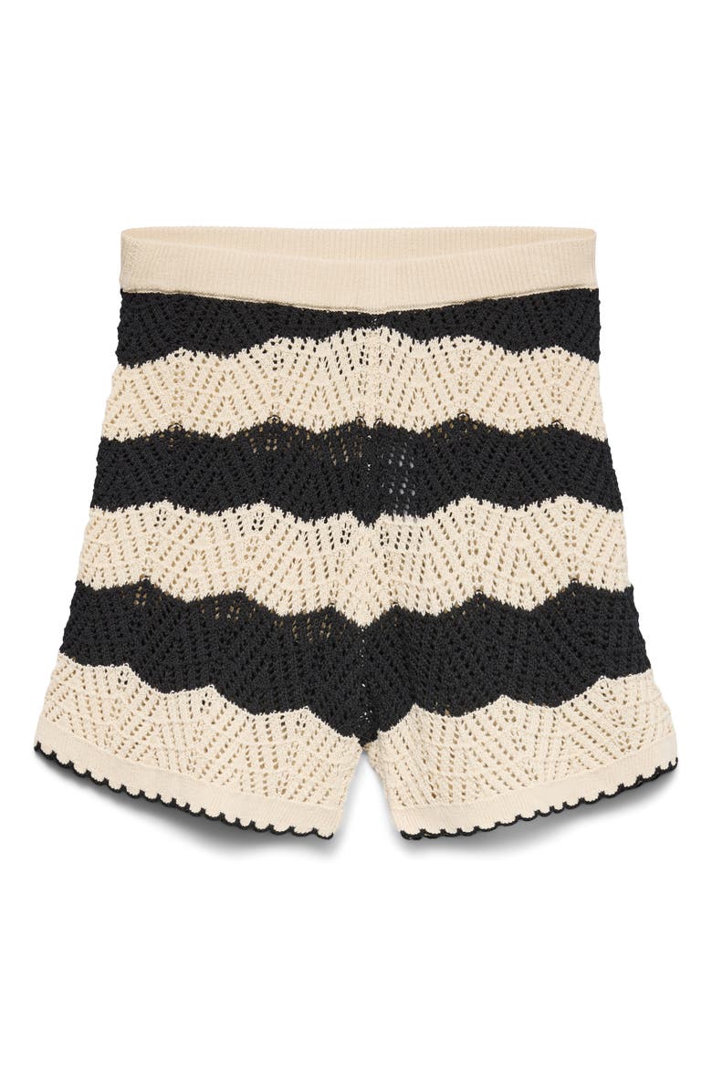 VERO MODA Golden Cove Cotton Knit Shorts, Alternate, color, Birch W. Black