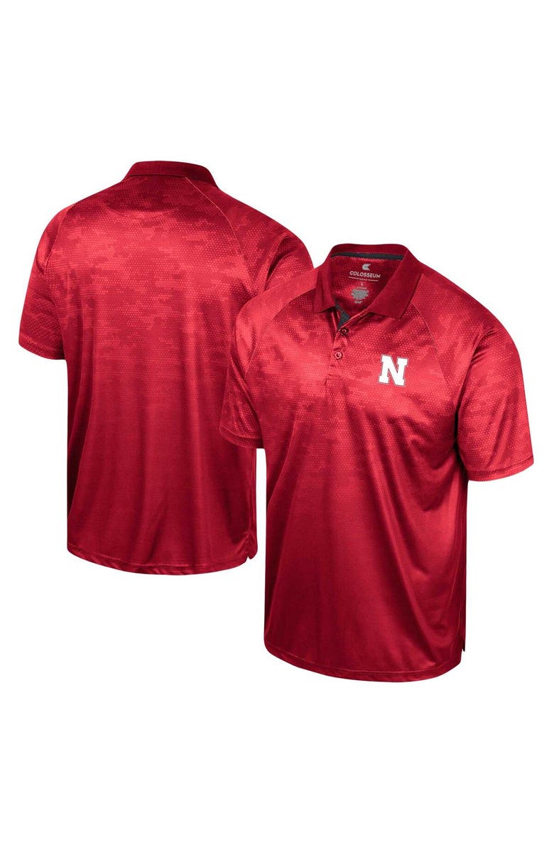 COLOSSEUM Men's Colosseum Scarlet Nebraska Huskers Honeycomb Raglan Polo, Main, color, Scarlet
