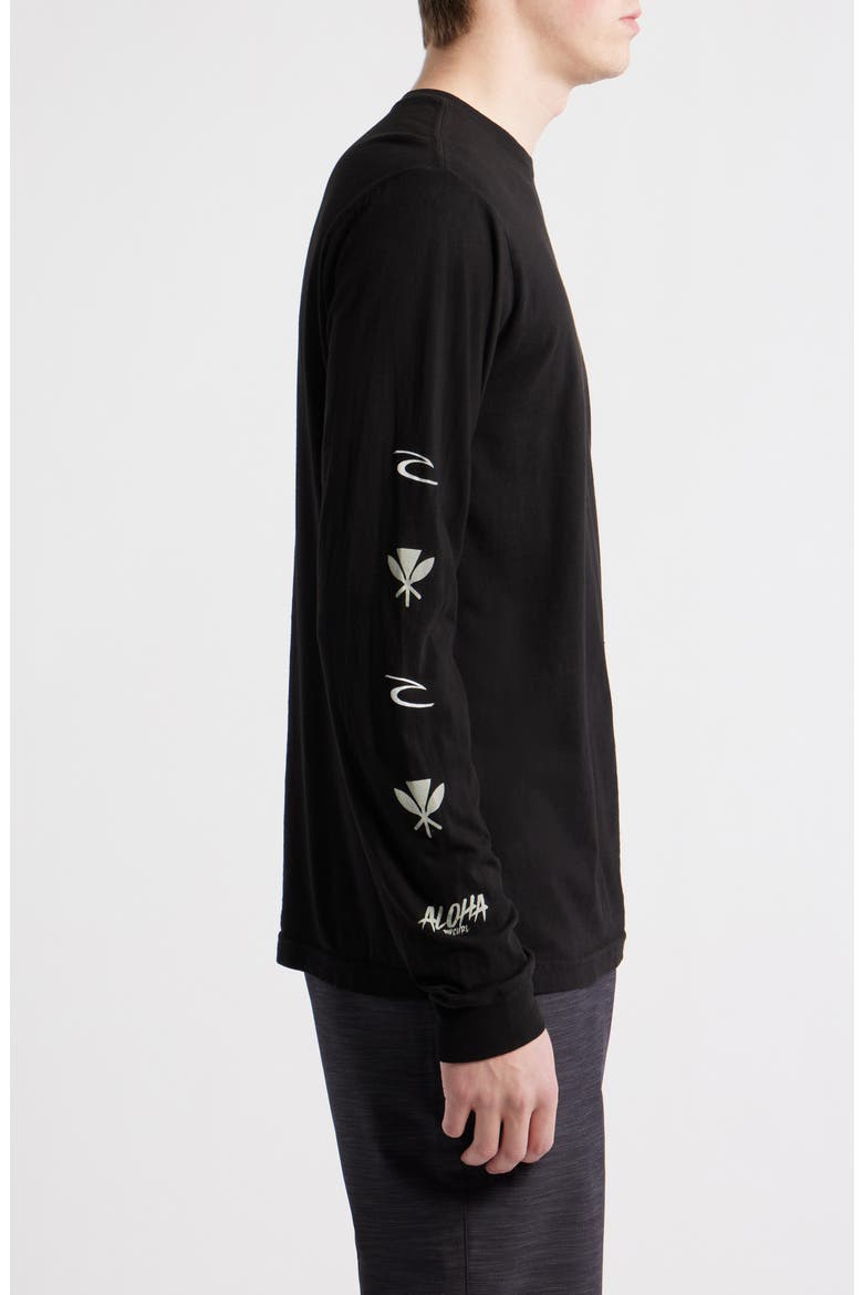 Hawaii Tapa Hex Graphic Long Sleeve T-Shirt, Alternate, color, BLACK