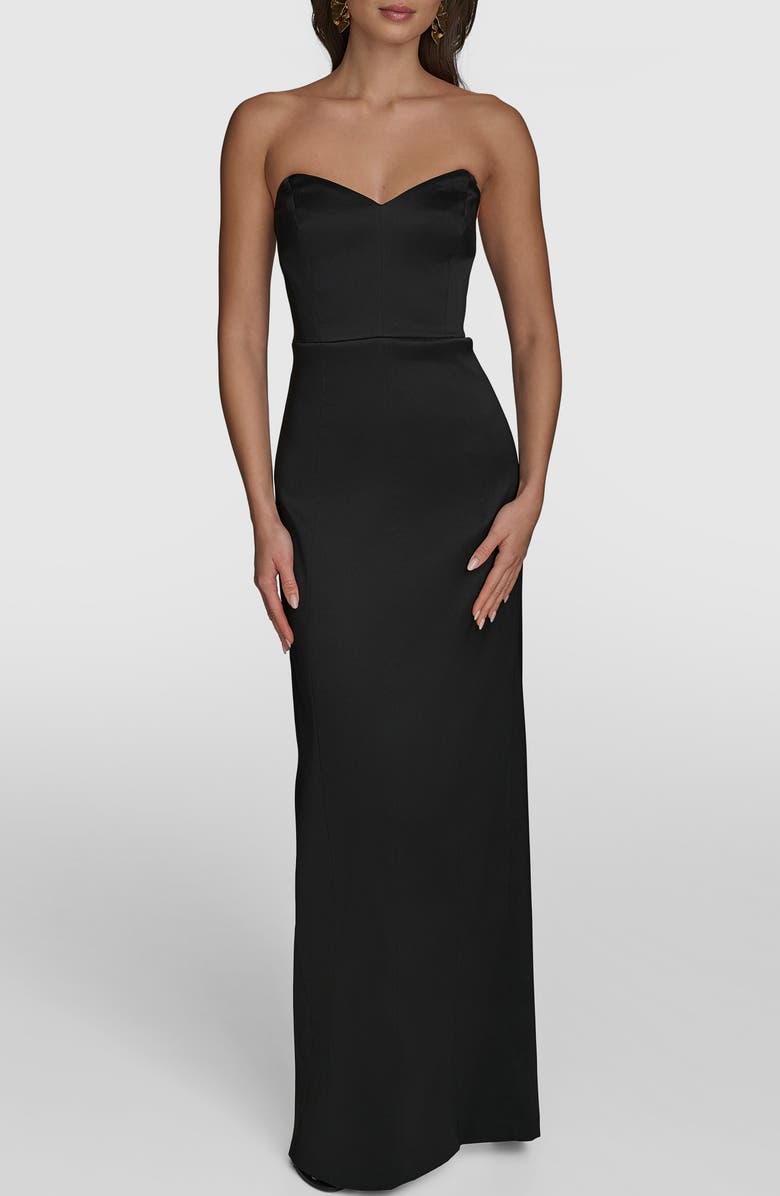 Donna Karan New York Strapless Satin Gown, Main, color, Black