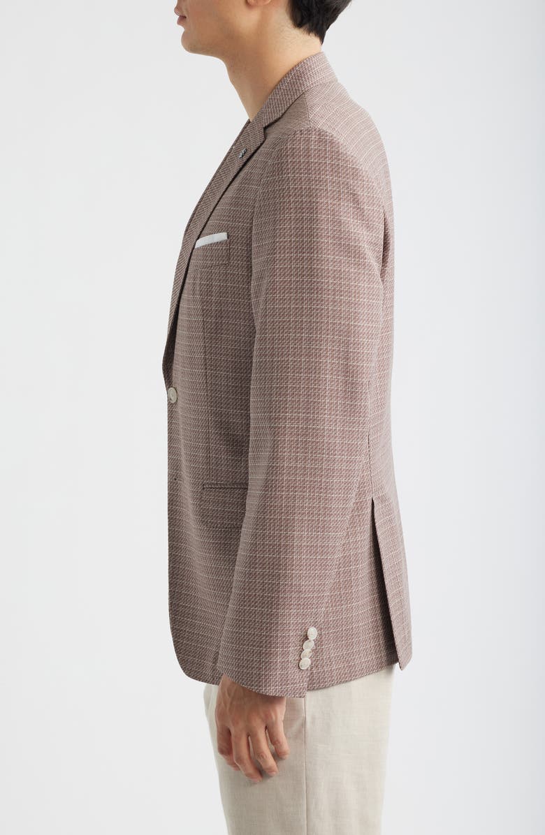 BOSS Hutson Slim Fit Red Check Virgin Wool Sport Coat, Alternate, color, Open Red