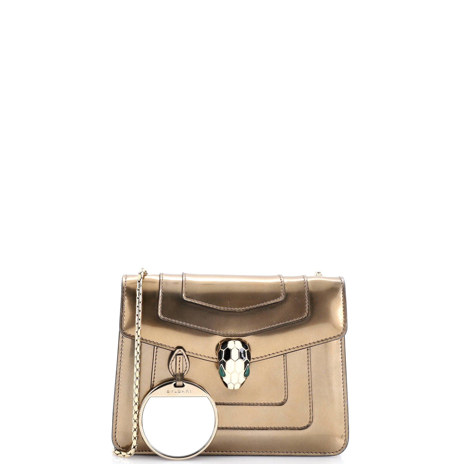 Serpenti Forever Square Shoulder Bag Metallic Leather Small, Alternate, color, Metallic Gold