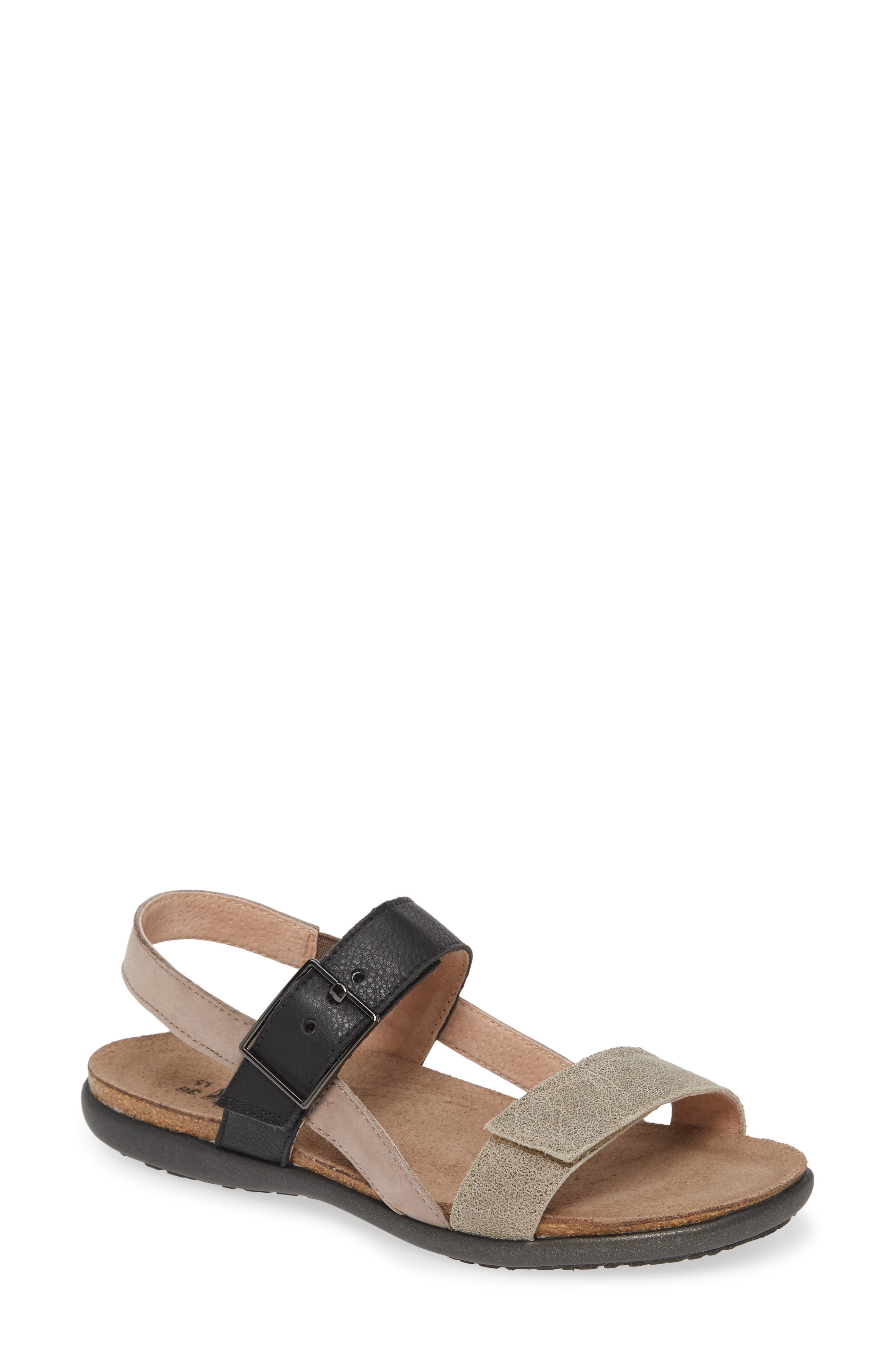 Norah Sandal, Main, color, BEIGE/ STONE/ BLACK LEATHER