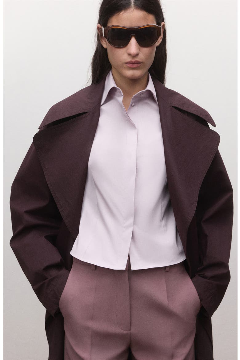 Fitted Crop Button-Up Shirt, Alternate, color, LILAC