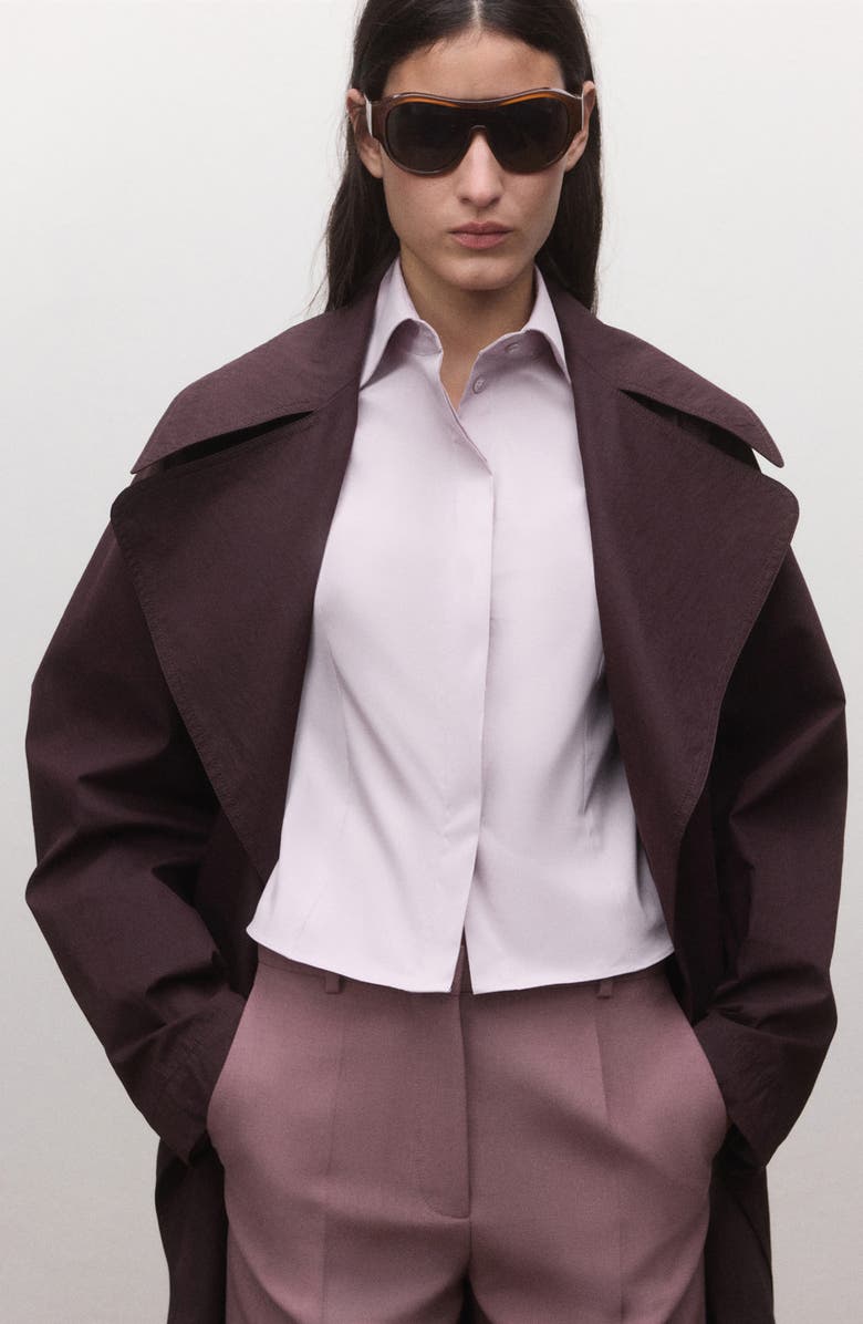 MANGO Fitted Crop Button-Up Shirt, Alternate, color, 