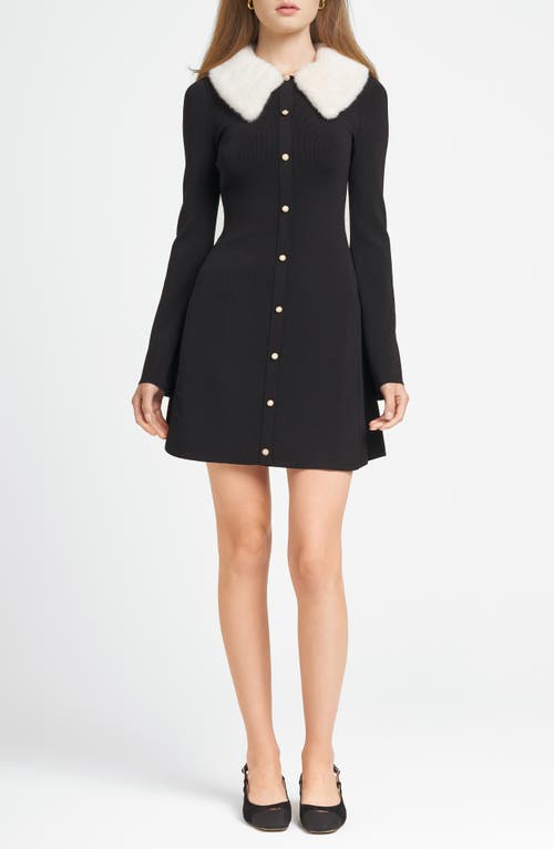 WAYF x CHÉRIE MADELEINE Amour Long Sleeve Minidress in Black 