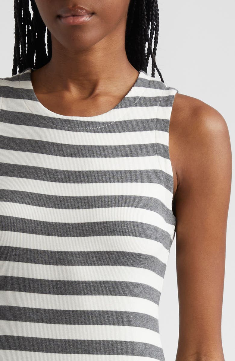 L'AGENCE Stripe Racerback Midi Dress, Alternate, color, Marengowh