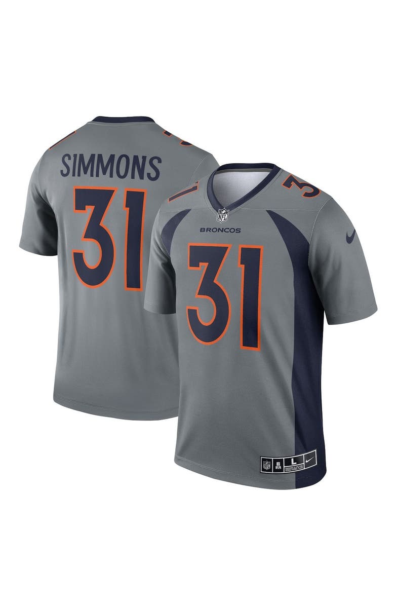 Nike Men's Nike Justin Simmons Gray Denver Broncos Inverted Legend Jersey, Main, color,