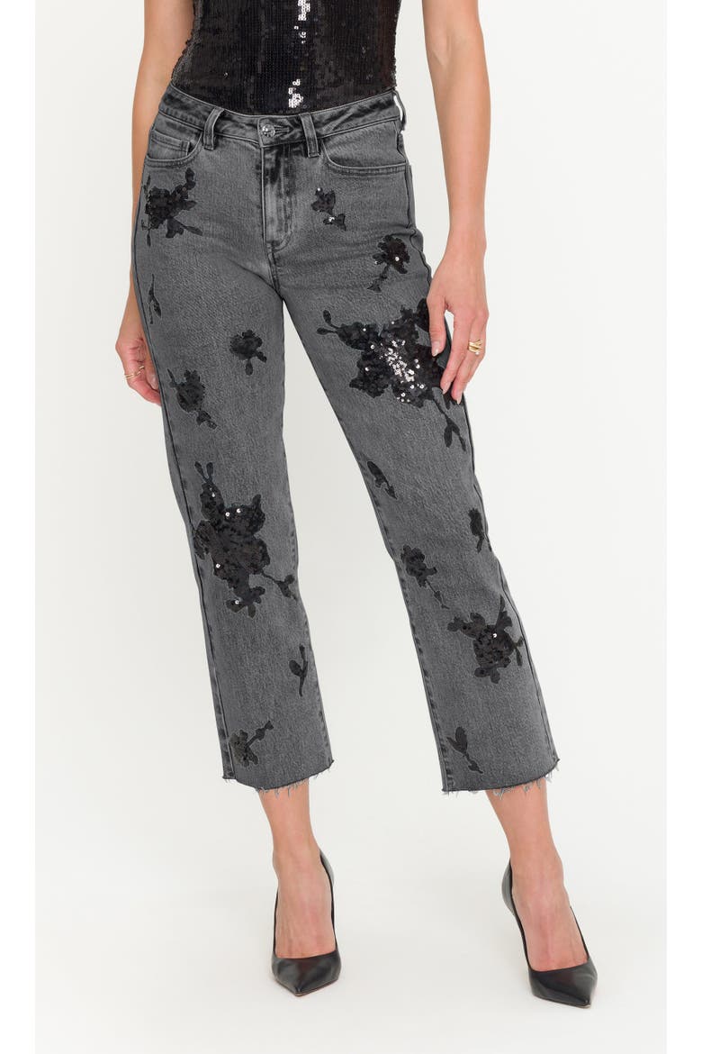 Bella Sequin Embellished Jeans, Alternate, color, Black, Grey