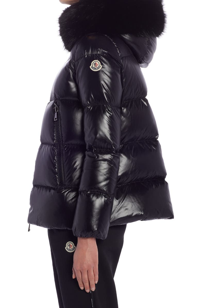 Moncler Laiche Quilted Hooded Down Jacket with Removable Faux Fur Trim, Alternate, color,