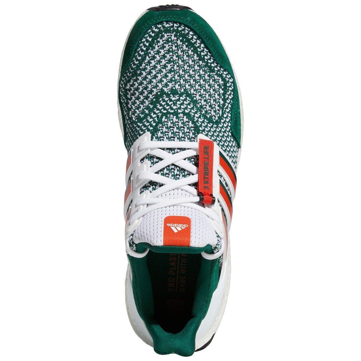 adidas Green/White Miami Hurricanes Ultraboost 1.0 Running Shoe, Alternate, color, 