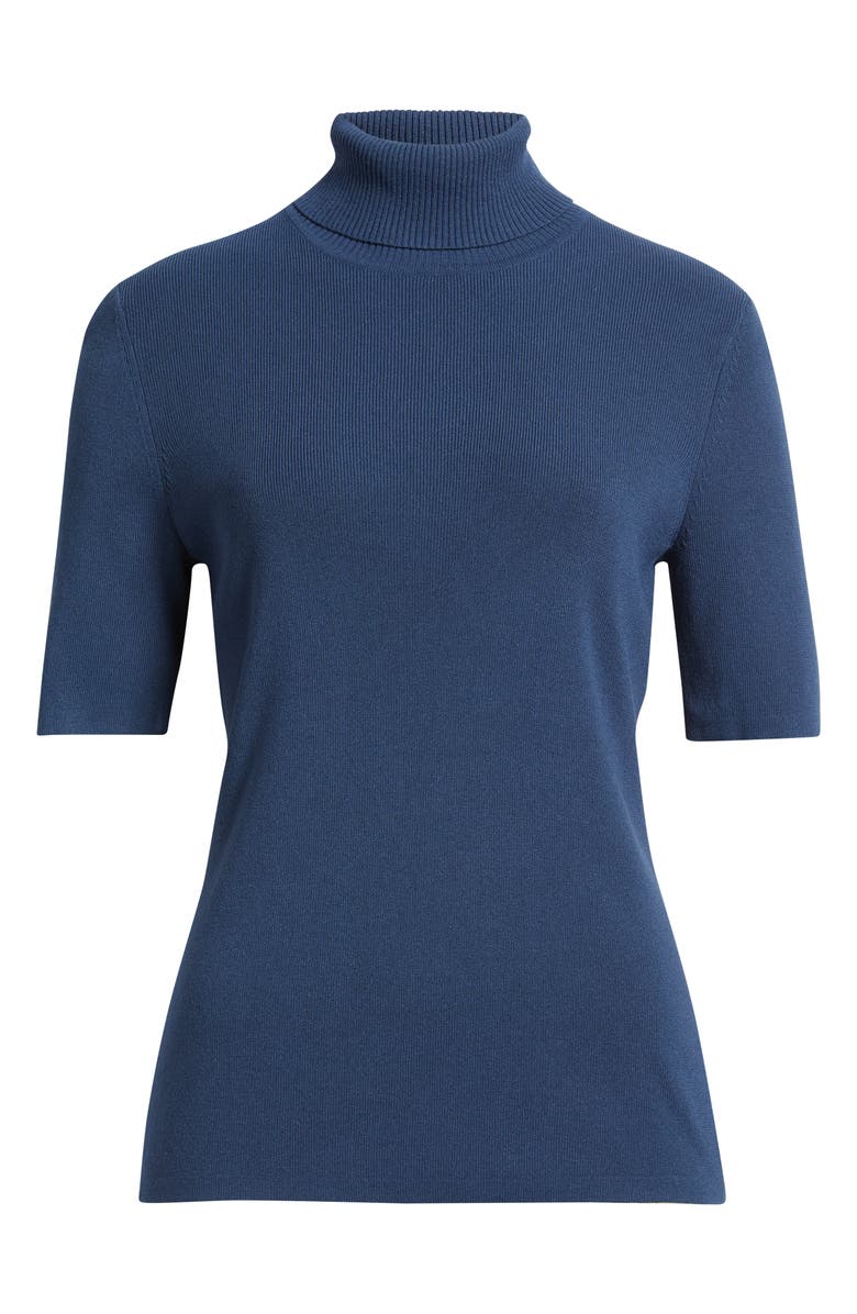 Anne Klein Short Sleeve Turtleneck Sweater, Alternate, color, Blue Carbon